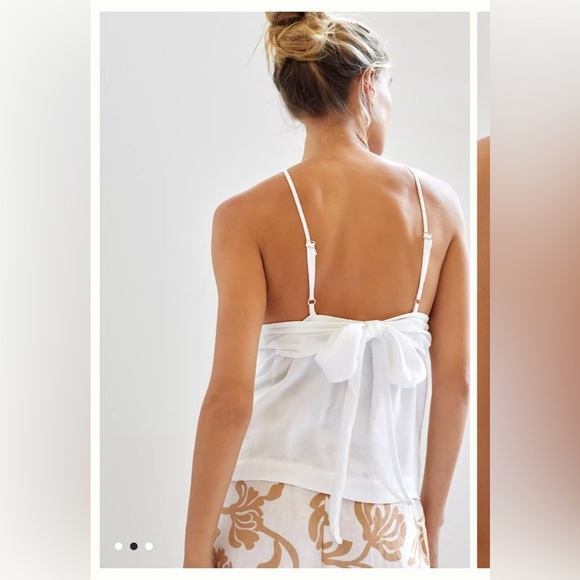 Cloth & Stone White Sleeveless Top with Back Tie | Medium - Picture 2 of 6